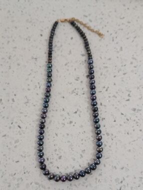 Classic Iridescent Gray Fresh Water  Pearl Necklace -